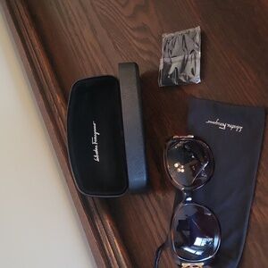 Salvatore Ferragamo Brown Sunglasses with Gold Accents